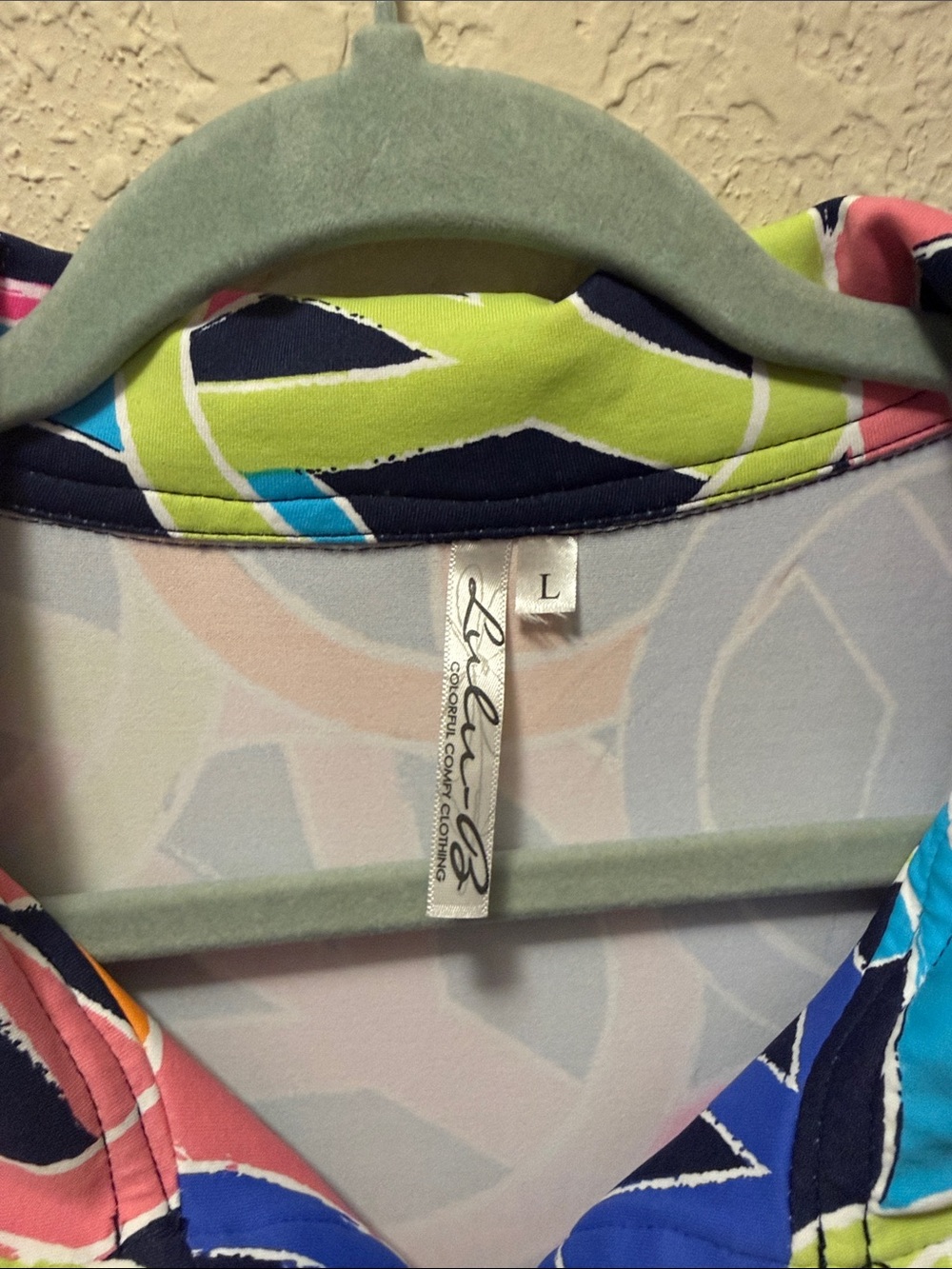 Lulu-B Multicolor Peace Sign Print Dress — Navy, Pink, Blue, Lime Green - Picture 4 of 7